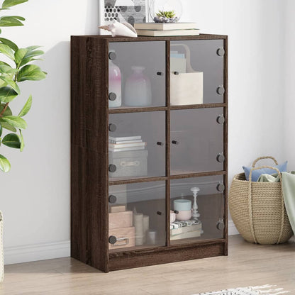 Highboard with Doors Brown Oak 68x37x109 cm Engineered Wood