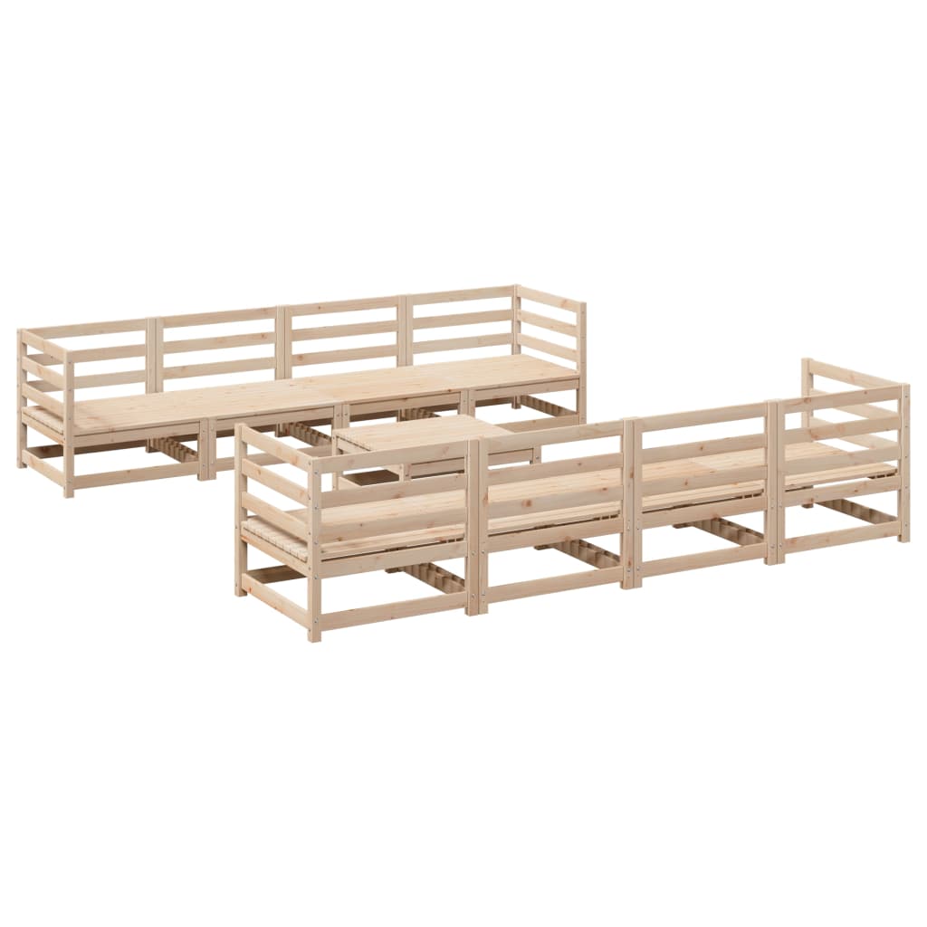9 Piece Garden Sofa Set Solid Wood Pine
