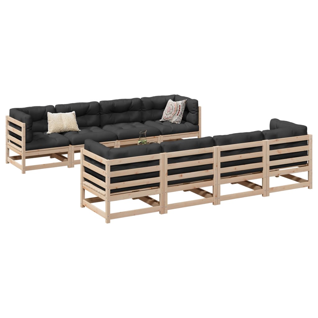 9 Piece Garden Sofa Set Solid Wood Pine