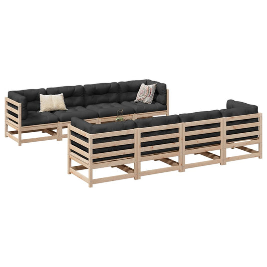 9 Piece Garden Sofa Set Solid Wood Pine