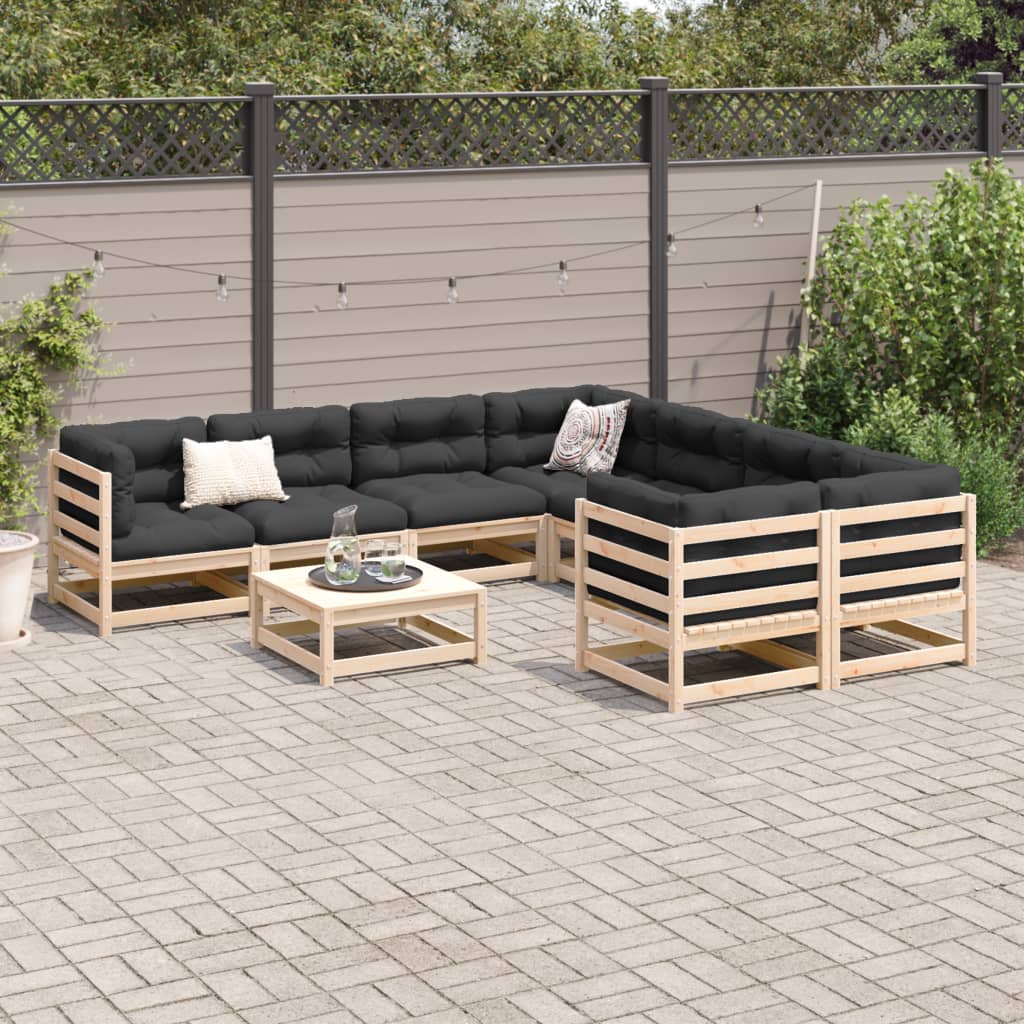 9 Piece Garden Sofa Set Solid Wood Pine