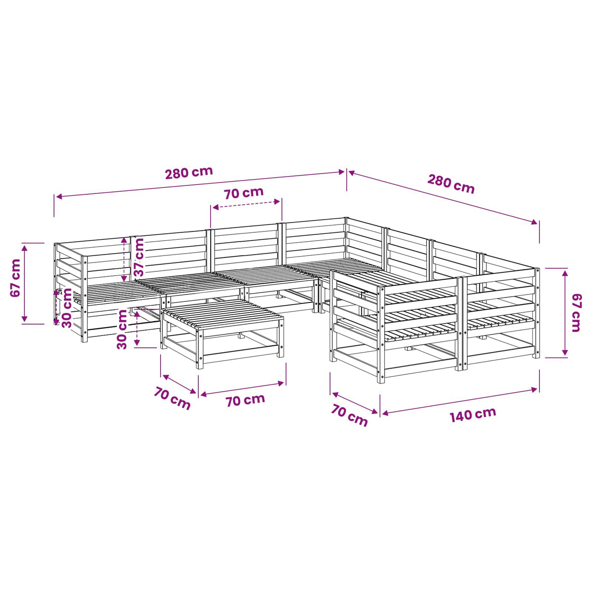 9 Piece Garden Sofa Set Solid Wood Douglas Fir
