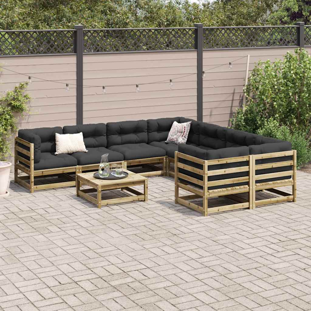 9 Piece Garden Sofa Set Impregnated Wood Pine