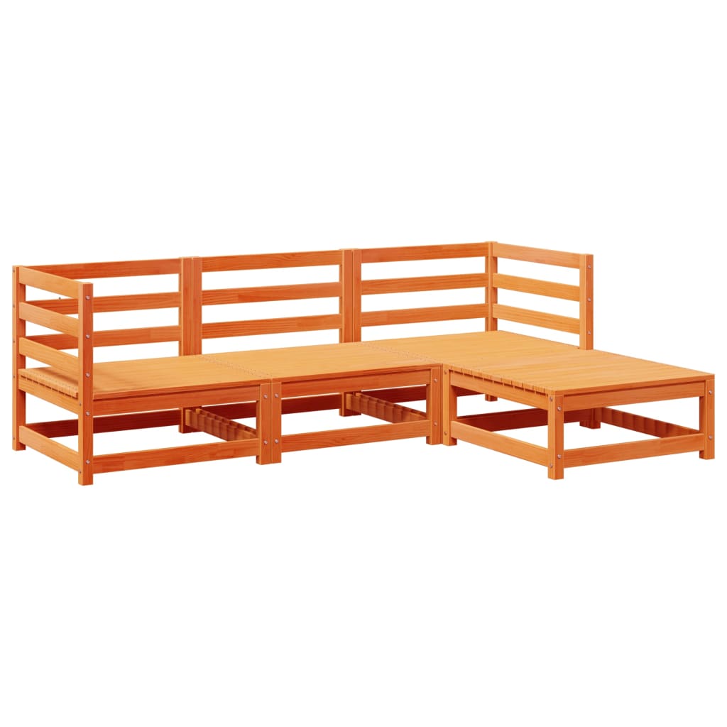 Garden Sofa Set | Wax Brown | Solid Pine Wood | 4 Piece Set | Modular