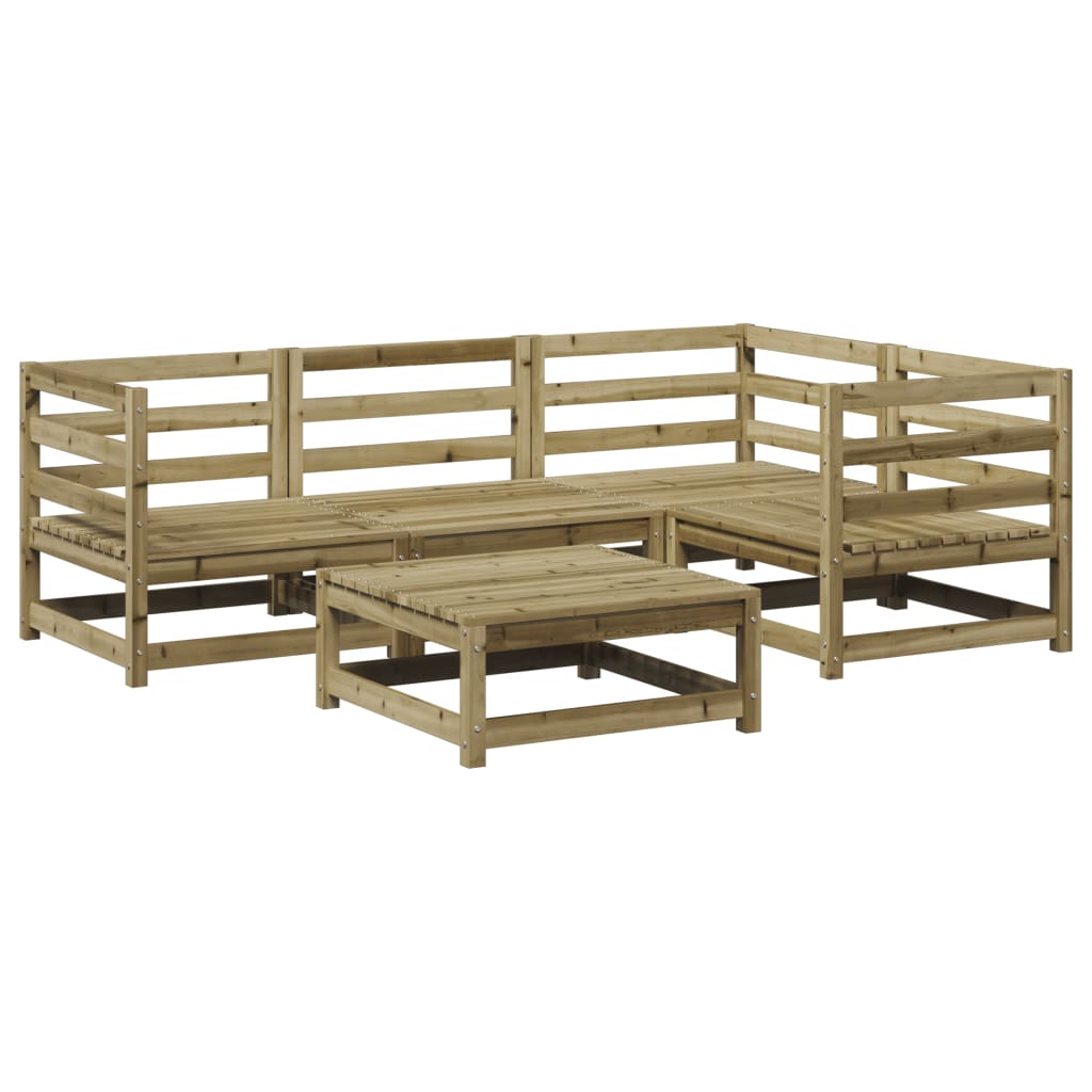 Garden Sofa Set | Natural Pine | Solid Pine Wood | 5 Piece | Modular