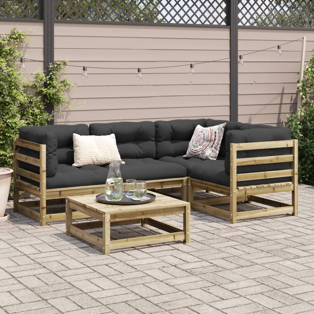 Garden Sofa Set | Natural Pine | Solid Pine Wood | 5 Piece | Modular
