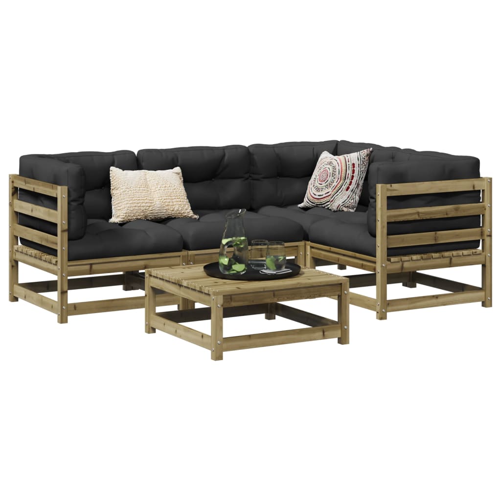 Garden Sofa Set | Natural Pine | Solid Pine Wood | 5 Piece | Modular