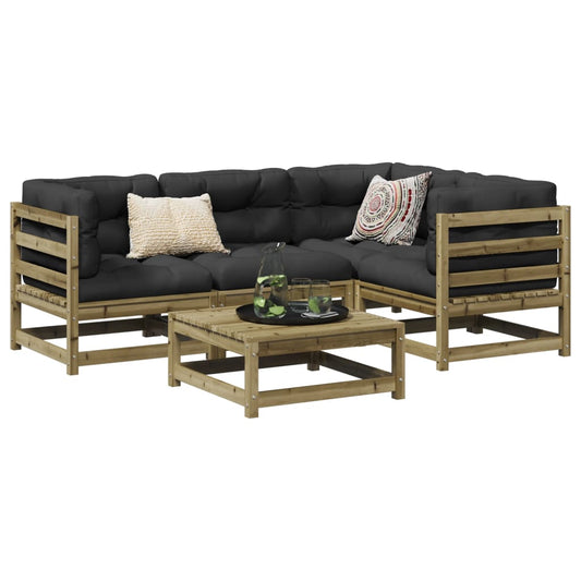 Garden Sofa Set | Natural Pine | Solid Pine Wood | 5 Piece | Modular