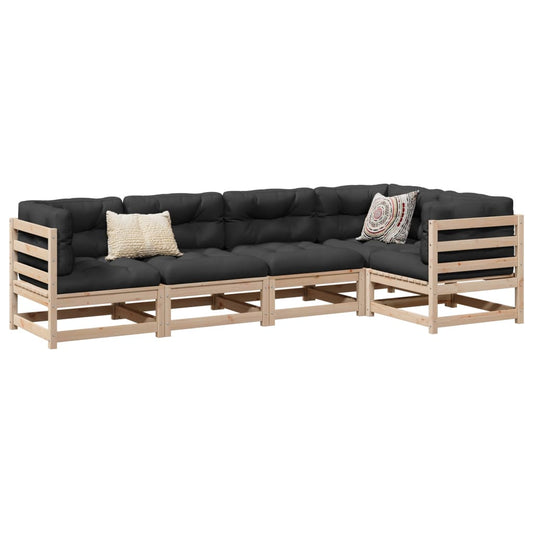 Garden Sofa Set | Natural wood | Solid pine wood | 5 Piece Set | Modular