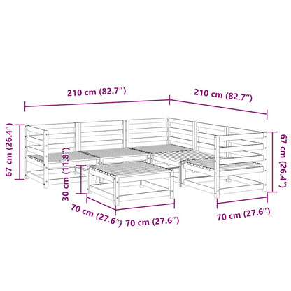 6 Piece Garden Sofa Set Solid Wood Pine