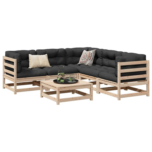 Garden Sofa Set | Natural wood | Solid pine wood | 6 Piece Set | Modular