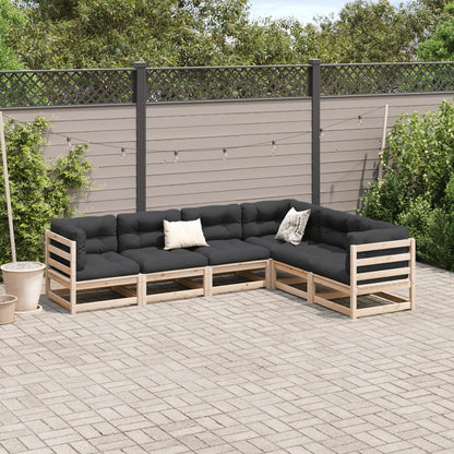 Garden Sofa Set | Natural Wood | Solid pine wood | 6-Piece Set