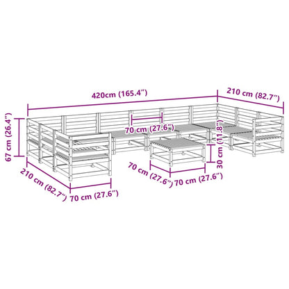 11 Piece Garden Sofa Set Solid Wood Douglas Fir