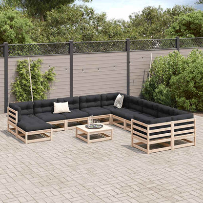 12 Piece Garden Sofa Set Solid Wood Pine