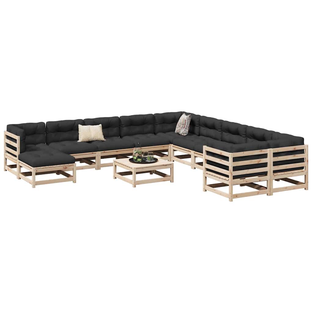 12 Piece Garden Sofa Set Solid Wood Pine