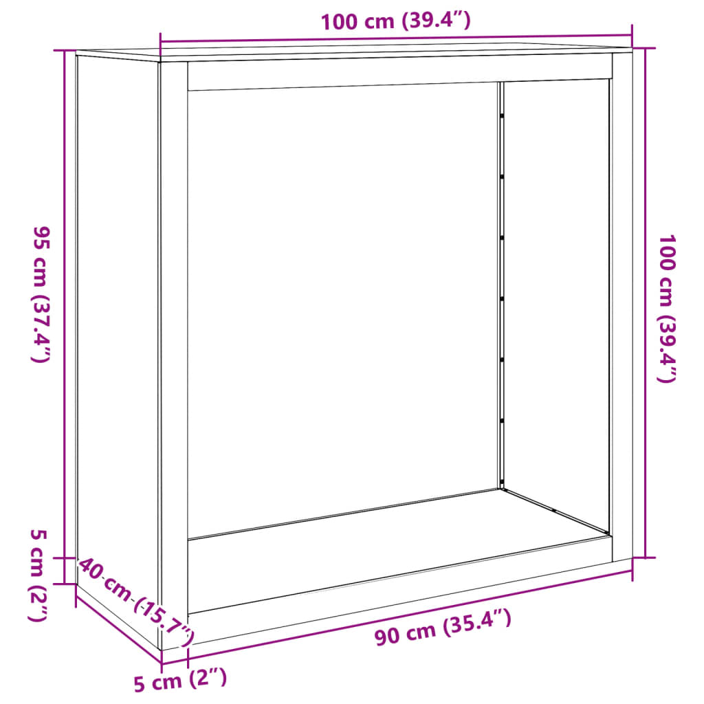 Firewood Rack Black 100x40x100 cm Steel