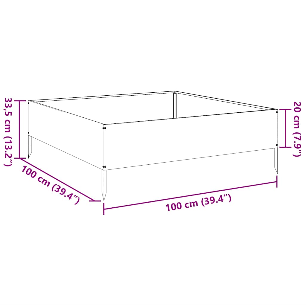 Garden Raised Bed 100x100x33.5 cm Galvanised Steel