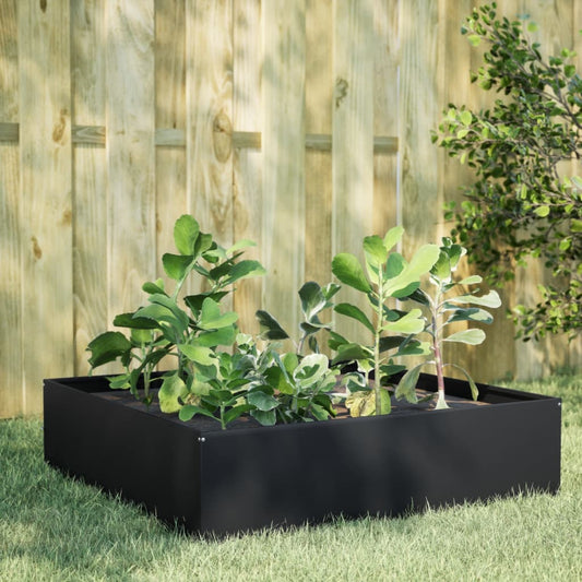 Garden Raised Bed Black 100x100x41 cm Steel