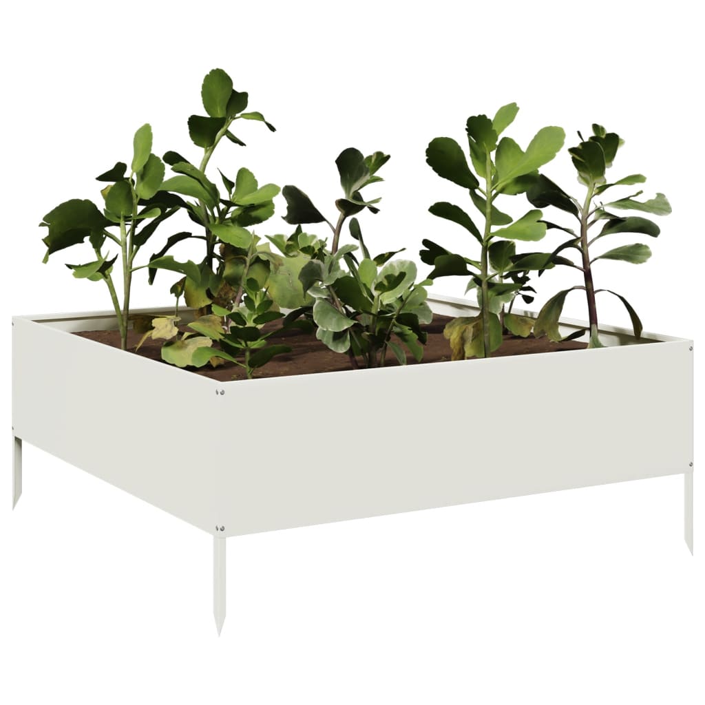 Garden Raised Bed White 100x100x41 cm Steel