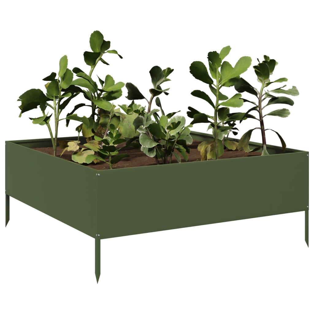 Garden Raised Bed Olive green 100x100x41 cm Steel