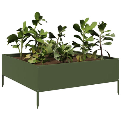Garden Raised Bed Olive green 100x100x41 cm Steel