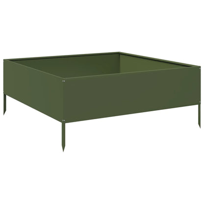Garden Raised Bed Olive green 100x100x41 cm Steel