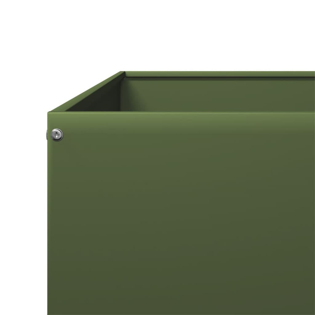 Garden Raised Bed Olive green 100x100x41 cm Steel