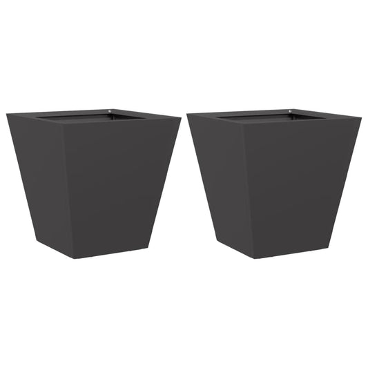 Garden Planters Black 2 pcs 30x30x30 cm Steel