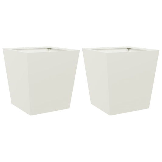 Garden Planters White 2 pcs 40x40x40 cm Steel