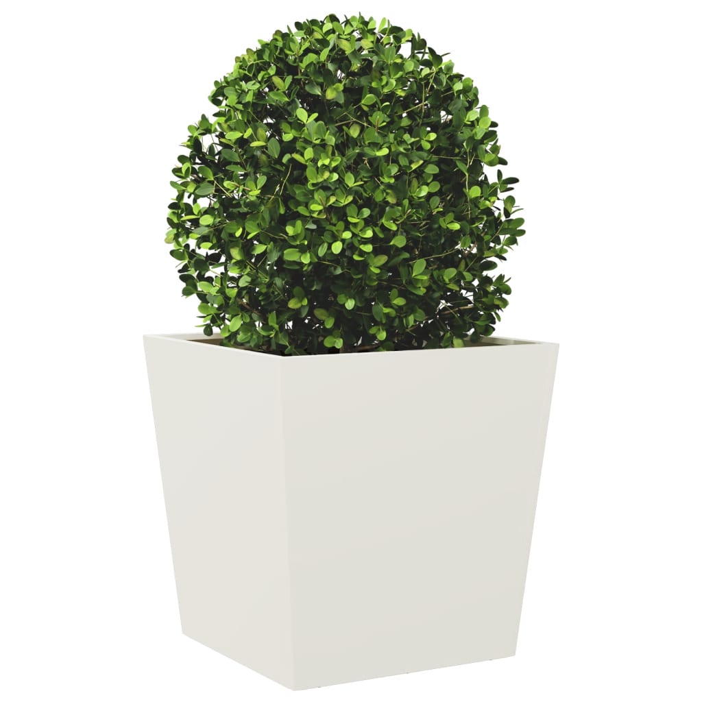 Garden Planters White 2 pcs 50x50x50 cm Steel
