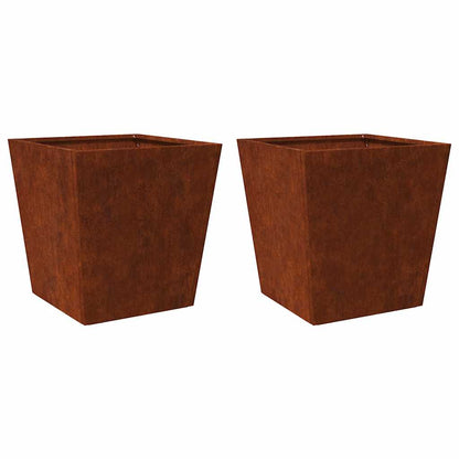Garden Planters 2 pcs 50x50x50 cm Weathering Steel