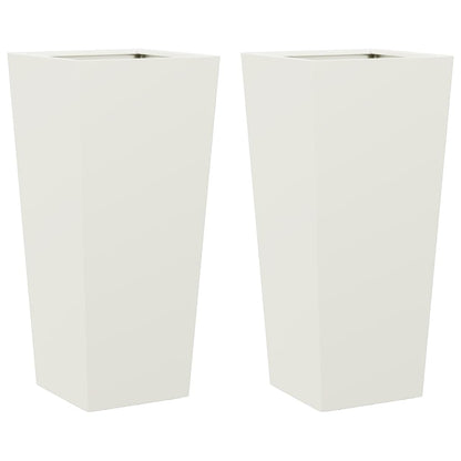 Garden Planters White 2 pcs 35x35x75 cm Steel