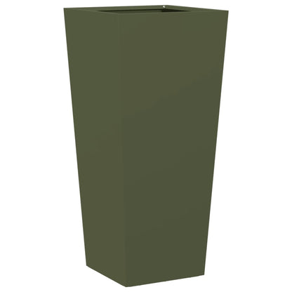 Garden Planters Olive Green 2 pcs 35x35x75 cm Steel