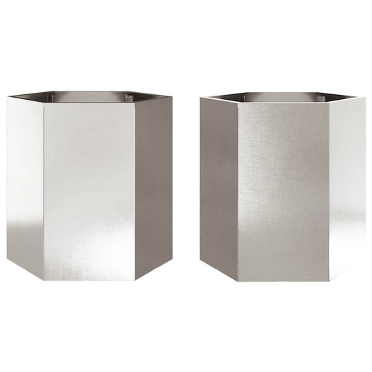 Garden Planter 2 pcs Hexagon 46x40x45 cm Stainless Steel