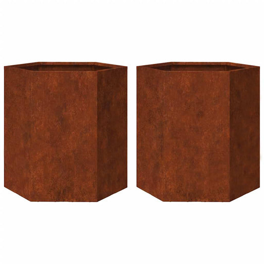Garden Planters 2 pcs Hexagon 46x40x45 cm Weathering Steel