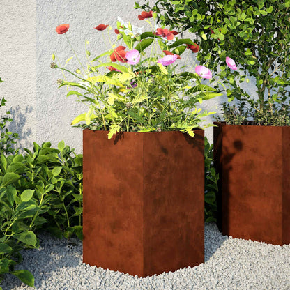 Garden Planters 2 pcs Hexagon 46x40x45 cm Weathering Steel