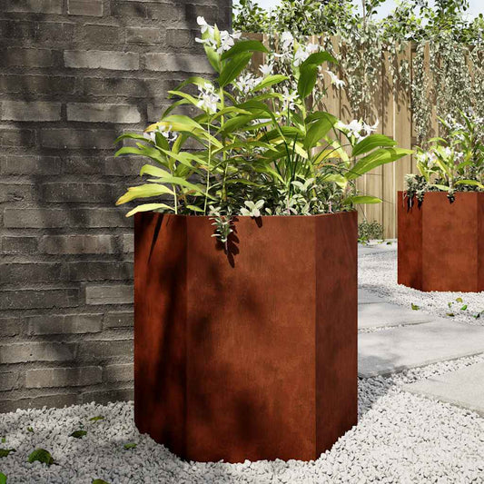 Garden Planters 2 pcs Hexagon 46x40x45 cm Weathering Steel