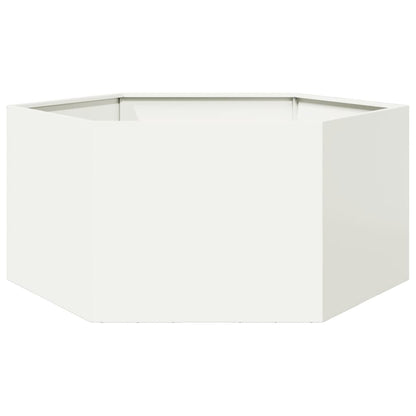 Garden Planter White Hexagon 104x90x45 cm Steel