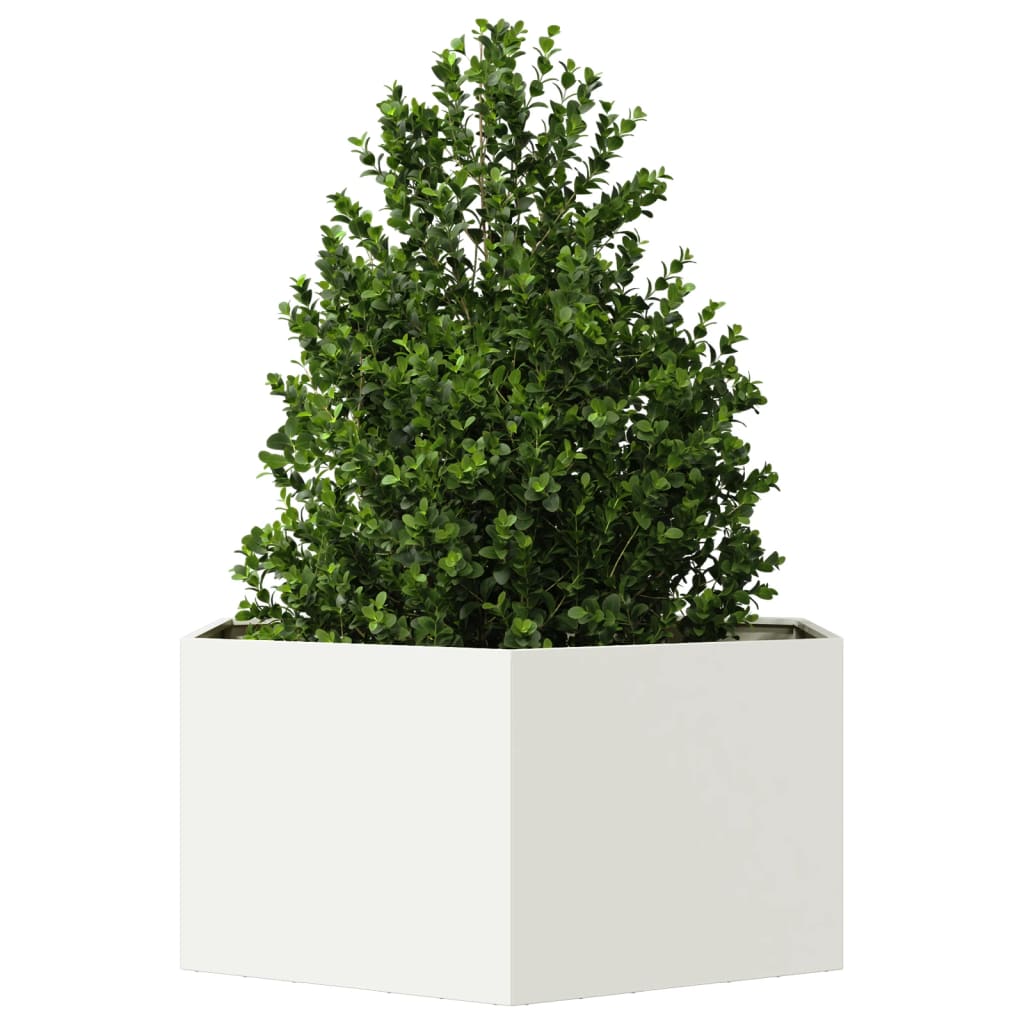 Garden Planter White Hexagon 104x90x45 cm Steel