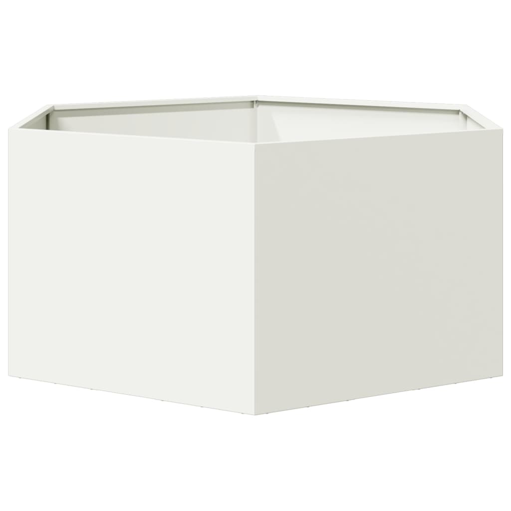 Garden Planter White Hexagon 104x90x45 cm Steel