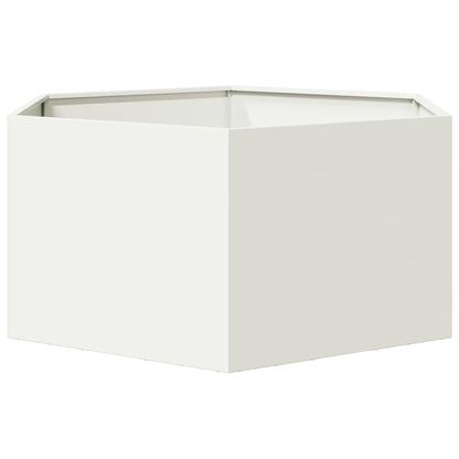 Garden Planter White Hexagon 104x90x45 cm Steel