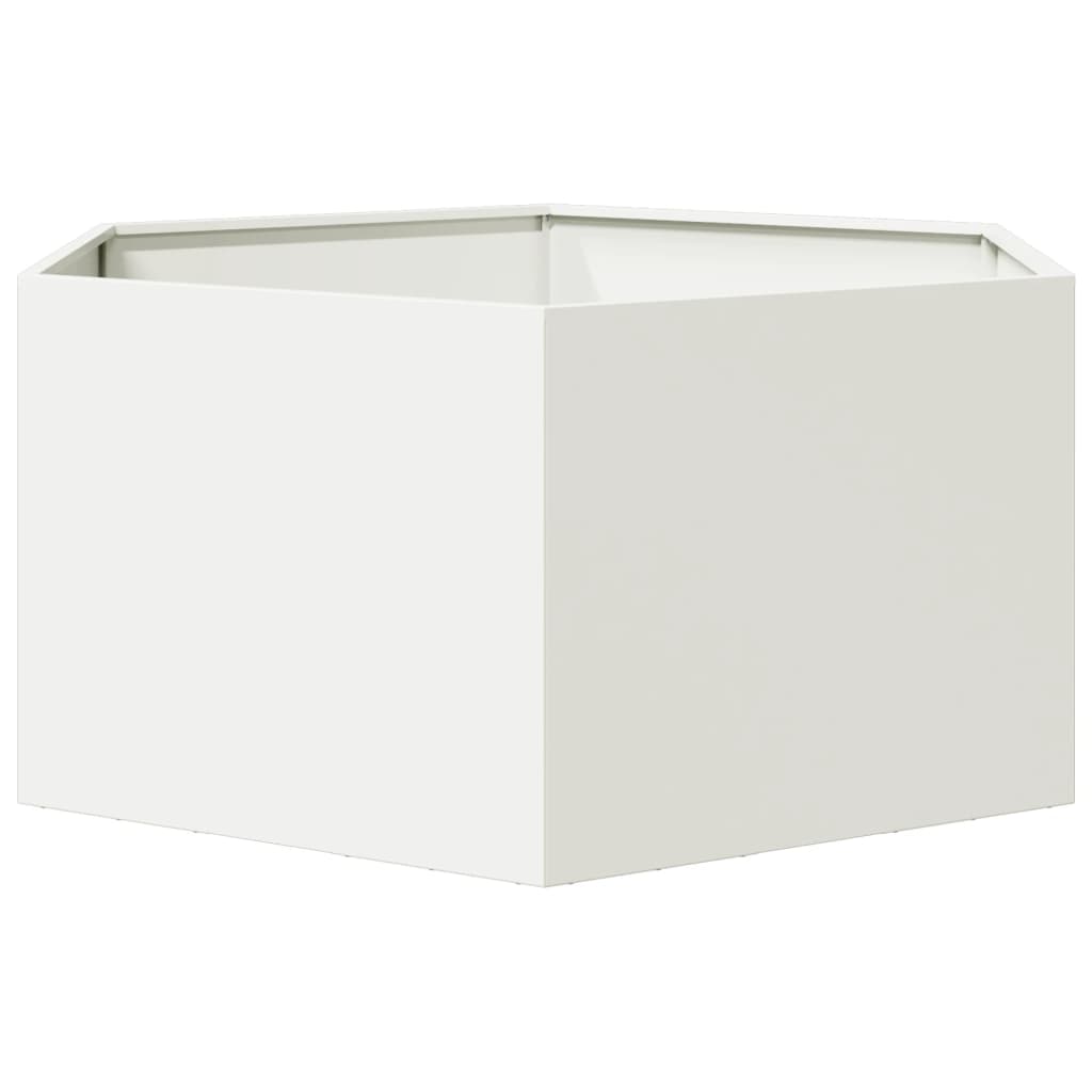 Garden Planter White Hexagon 104x90x45 cm Steel