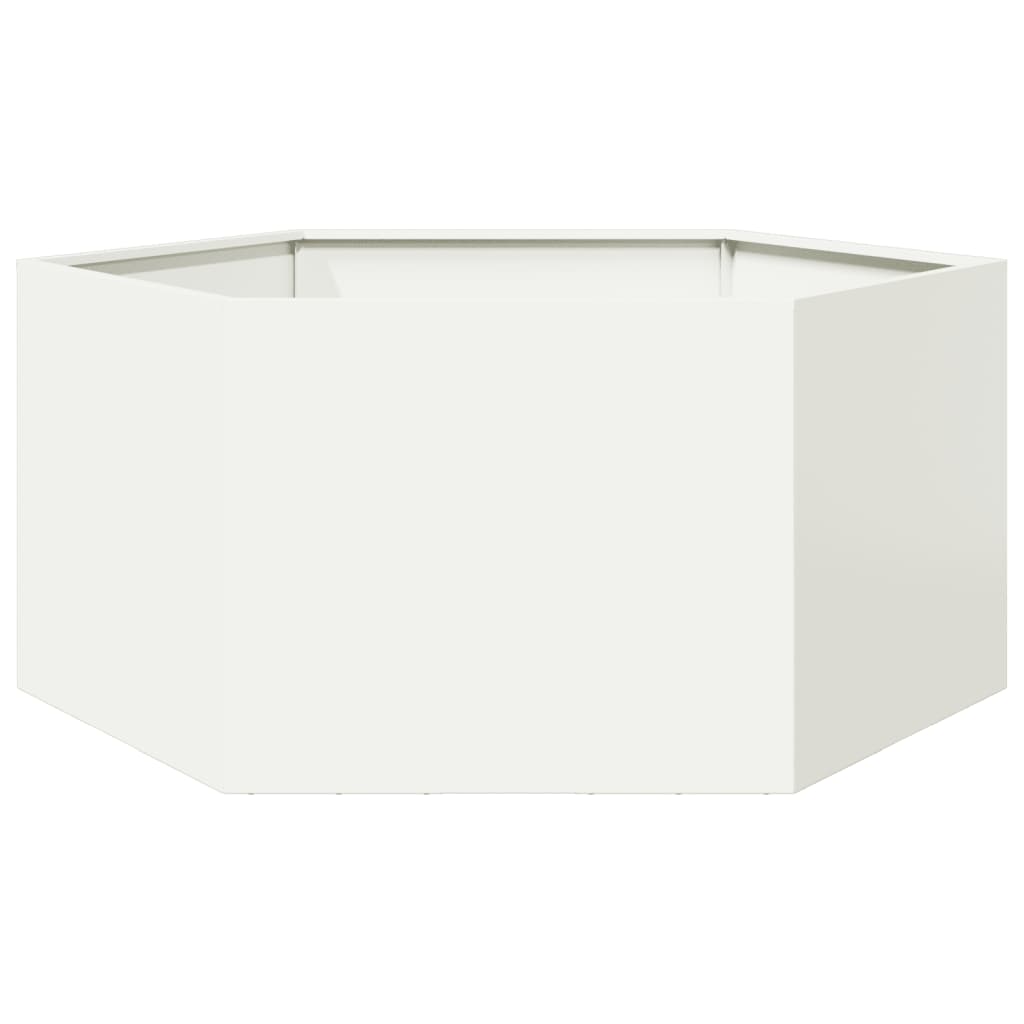 Garden Planter White Hexagon 104x90x45 cm Steel