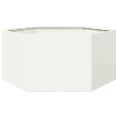 Garden Planter White Hexagon 104x90x45 cm Steel