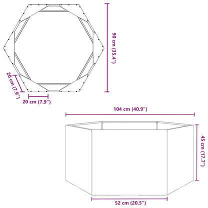 Garden Planter White Hexagon 104x90x45 cm Steel