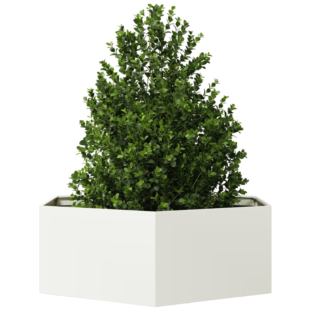 Garden Planter White Hexagon 138x120x45 cm Steel