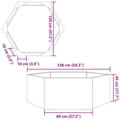 Garden Planter White Hexagon 138x120x45 cm Steel