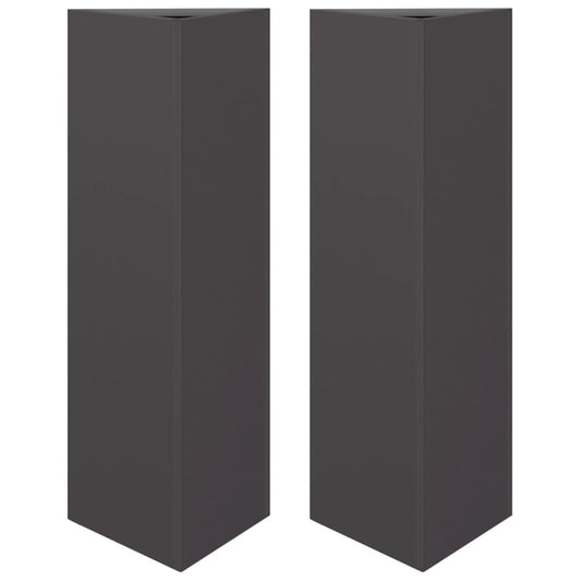 Garden Planters 2 pcs Black Triangular 30x26x75 cm Steel
