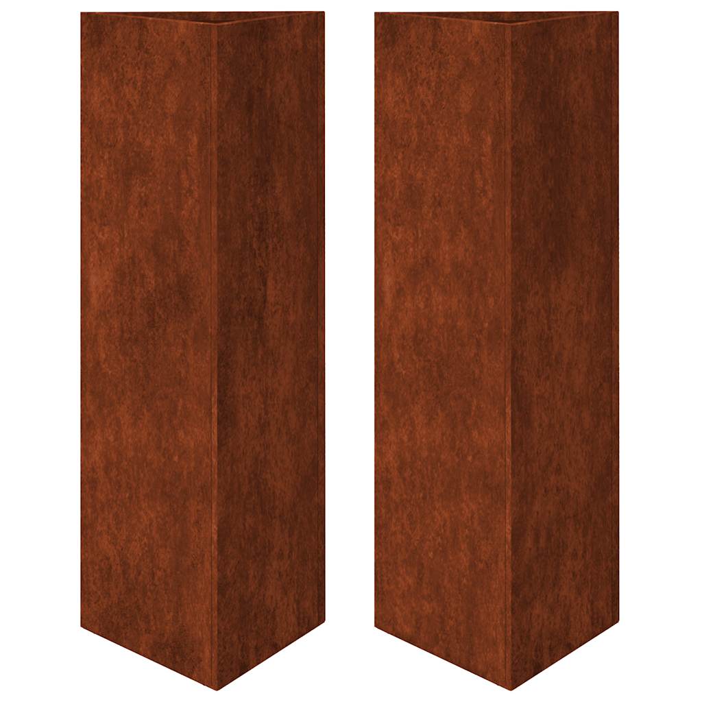 Garden Planters 2 pcs Triangular 30x26x75 cm Weathering Steel