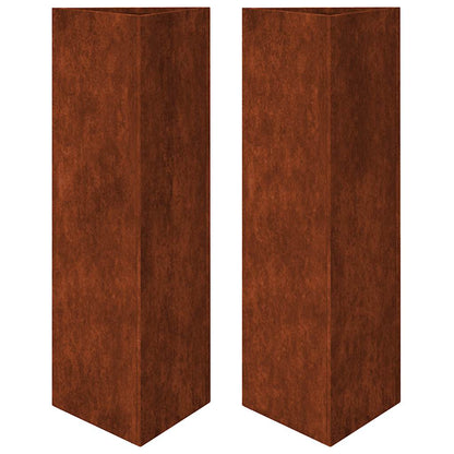 Garden Planters 2 pcs Triangular 30x26x75 cm Weathering Steel